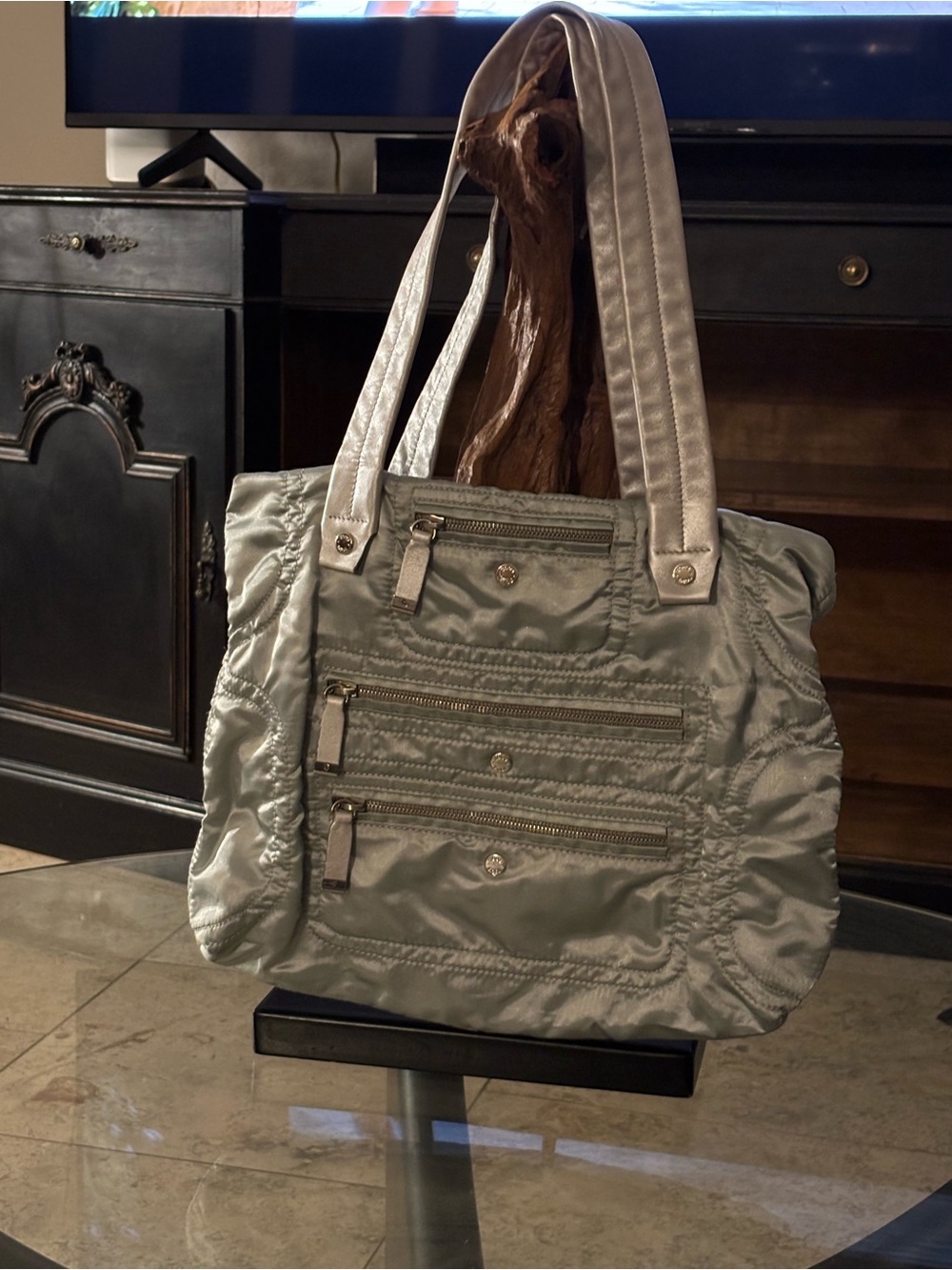 Tod's Metallic Silver Quilted Shoulder Bag